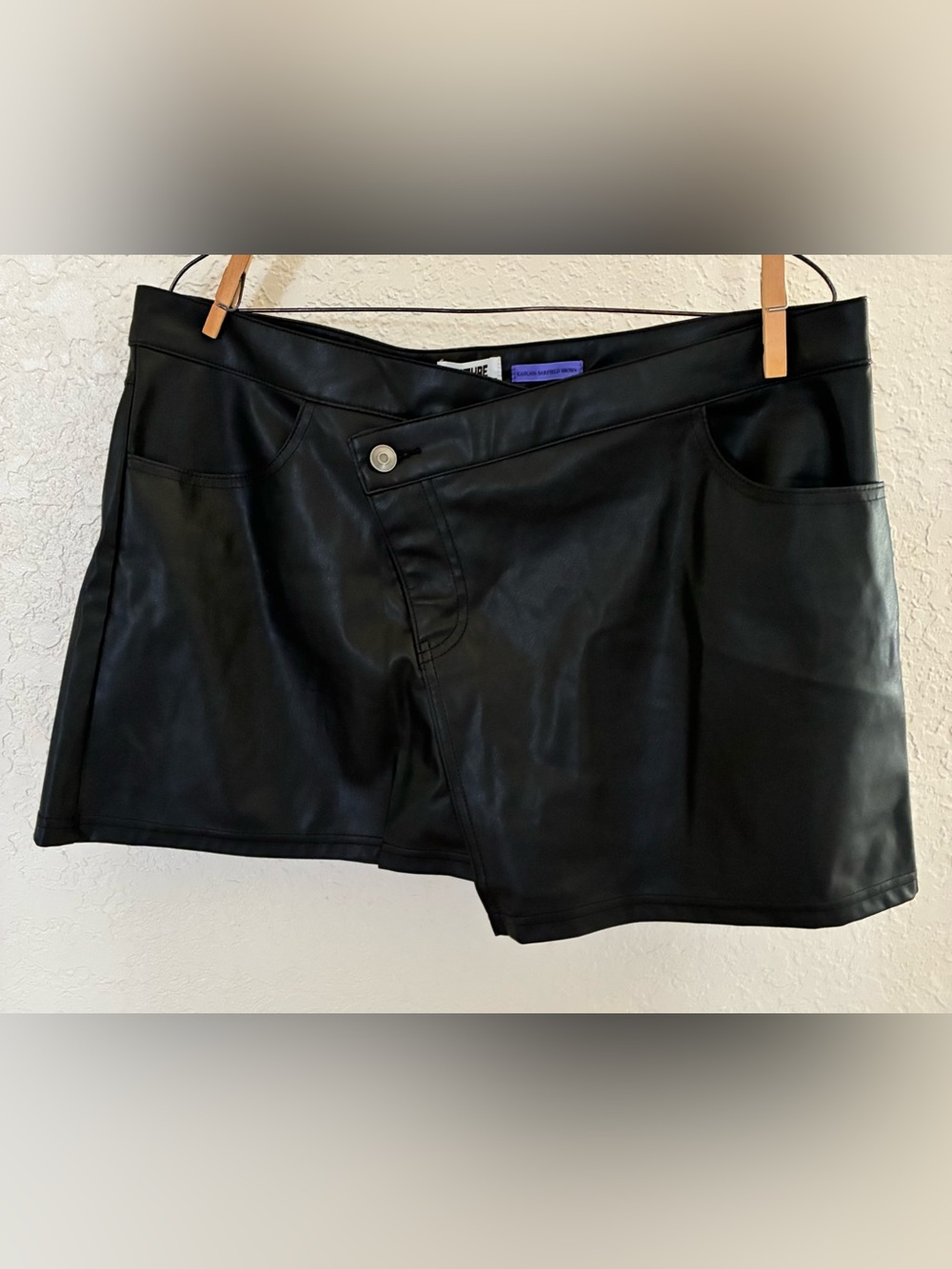 Future Collective Kahlana Barfield Faux Leather Black Mini Skirt Size 14 NWT